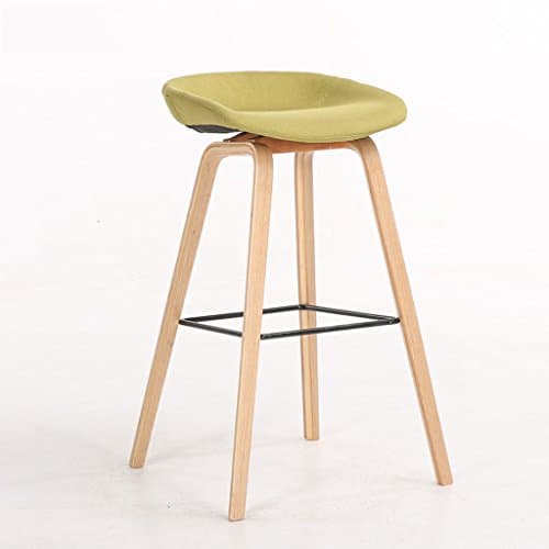 Yingui Handcrafted Barstool, Solid Mango Wood Traditional Stool, 100% Solid Oak Shade, 75cm High (Color : Green)