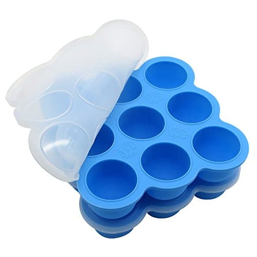 Silicone Egg Bites Molds Fits Instant Pot 5,6,8 qt Pressure Cooker, 7Cups Baby Food Storage Freezer Trays with Silicone Clip-On Lid (9 Cups, Blue)