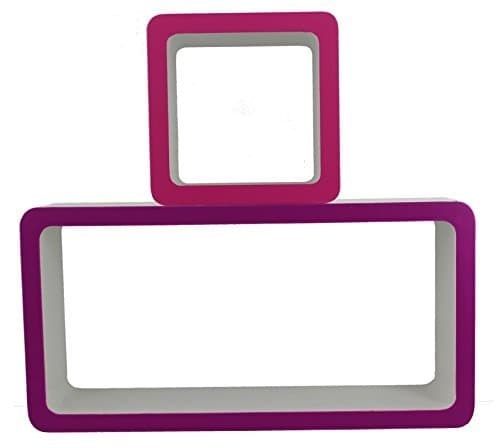 Simple Elegant Design 2PC Floating Wall Shelves Décor Display Perfectly Create More Extra Place For Room Display, Pink/Purple