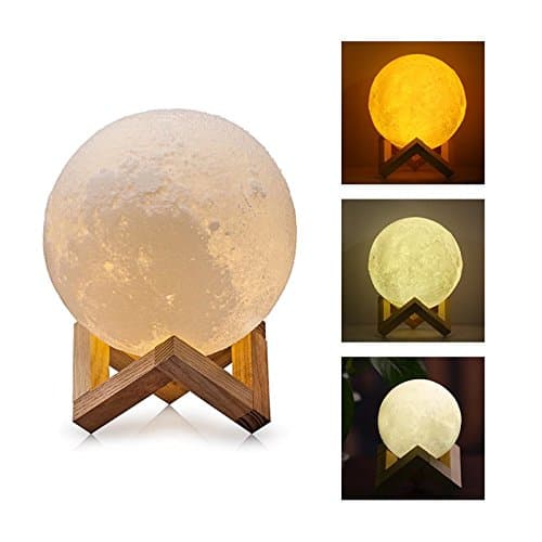 3D Moon Lamp LED Night Light, 8cm Dimmable Moonlight Lunar Table Lamp USB Rechargeable 3 Colour Change Touch Control for Kids Gifts Bedroom Living Room Home Decoration
