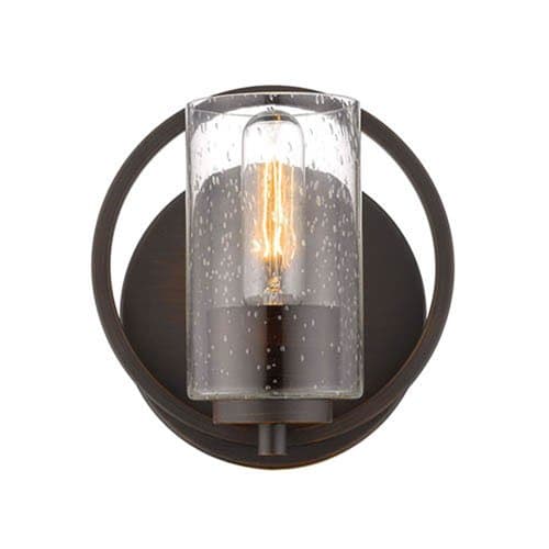 Millennium Lighting Delano Rubbed Bronze One-Light Wall Sconce with Clear Seeded Glass