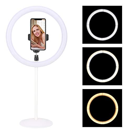 ZOMEI 10" LED Ring Light, New Generation Dimmable 10W 3000-6000K Desktop USB Light On-Camera Light for YouTube Videos, Beauty, Portrait Photography, Video Chat, Live Streaming, etc (White)