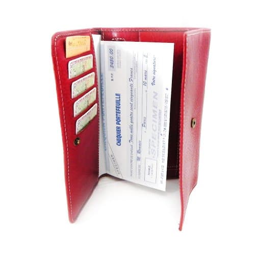 Wallet + checkbook holder leather 'Gil Holsters' red.