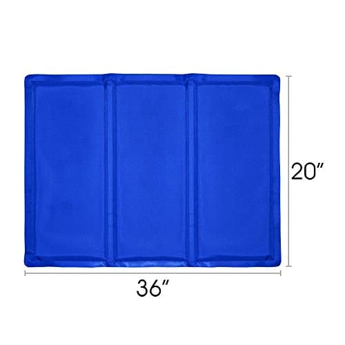 Free Paws Pet Cooling Mat, Self Cooling Pad, S/M/L Available Pressure Activated Comfort Cooler Non-Toxic Gel Mat for Dogs and Cats w/Pet Muzzle (20" x 36", Blue)