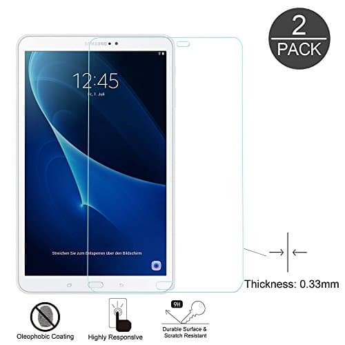 LKsung Galaxy Tab A 10.1 Screen Protector ,2 PACK High Definition Tempered Glass Ultra Crystal Clear Screen Guard for Samsung Galaxy Tab A 10.1 Inch Tablet(SM-T580/T585) (HD Clear)