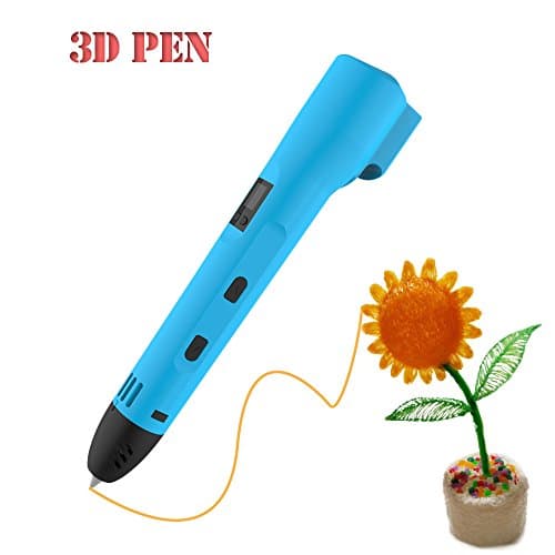 Looein Newest 3D Printing Pen With LED Screen Adjustable Feed Speed ,Portable 3D Doodler Drawing Pen Is Compatible With Both ABS&PLA filament Support Power Bank Perfect Gift For Kids&Adult -Blue