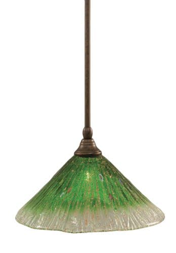 Toltec Lighting 23-BRZ-447 Stem Mini-Pendant Light Bronze Finish with Kiwi Green Crystal Glass, 12-Inch