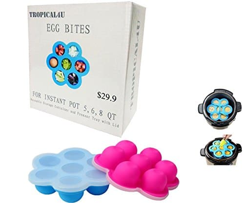 Mini Silicone Pressure Cooker Egg Bites Molds for instant pot Fits Instant Pot 5,6,8 qt Pressure Cooker, Freezer Tray with Lid,Reusable Storage Container and Baby Food container 2 Pack With Box