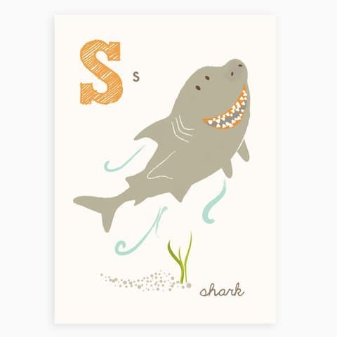 Sea Urchin Studio ABC Wall Art for Kids, S/Shark
