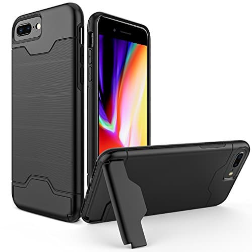 iPhone 7 Plus Case iPhone 8 Plus Case, Zimoch Heavy Duty and Anti-Scrtatch Full Protective Cover with Kickstand Dual Layer Wallet Design for Apple iPhone 7 Plus (2016) / iPhone 8 Plus (2017) - Black