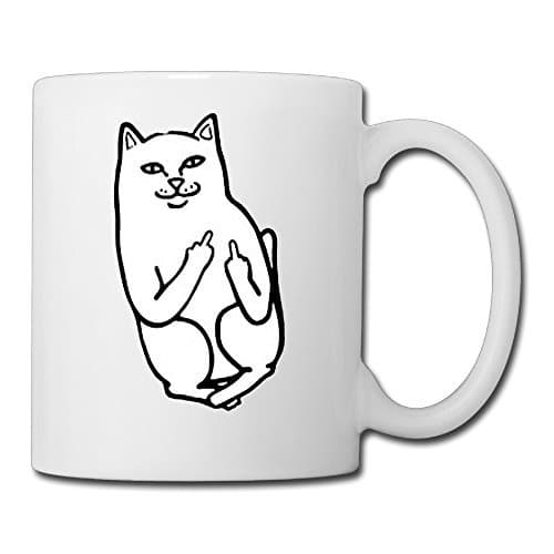 Middle Finger Cat Cool Ceramic Travel Coffee Mugs