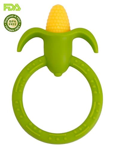 Soft Silicone Corn Baby Teether for Baby Teething Relief Sensory Training Grip Training, FDA Approved, BPA Free (Green)