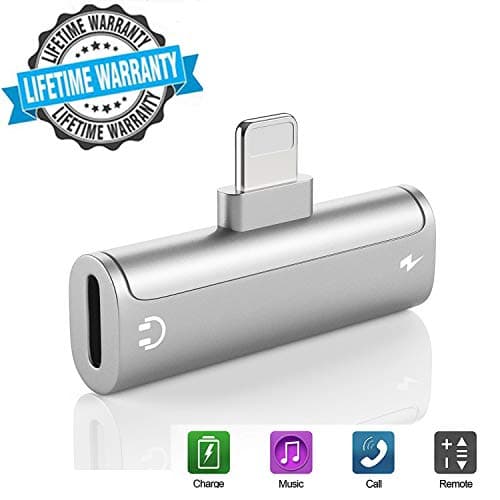 Headphone Adapter for iPhone 8 Dongle Phone Adapter for iPhone X/XS/XR/7/7 Plus/8 Plus Aux Audio Splitter Support Listen and Music Charge Phone Call Wire Control for iOS 12 System or Later