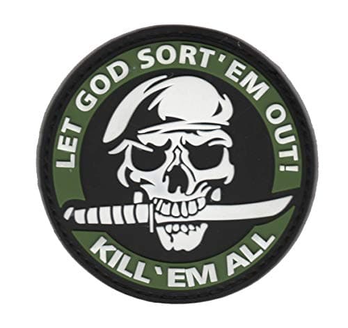 LET GOD SORT ‘EM Out Kill ‘EM All Martial Arts Military Patch Fabric PVC Badges Patch Tactical Stickers for Clothes with Hook & Loop (Green)