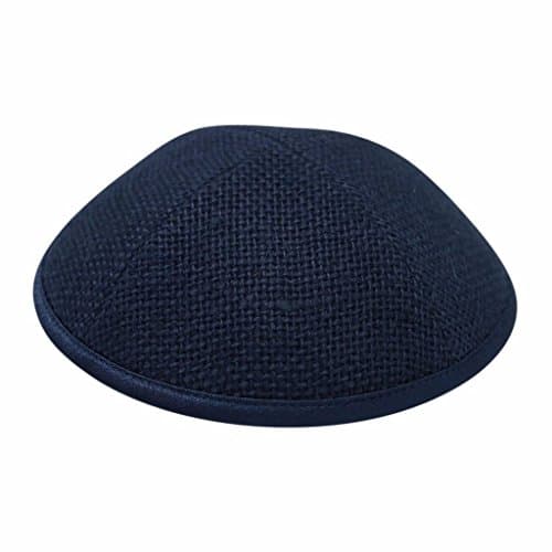 iKIPPAH Pattern Navy Burlap 8.5 inch Yarmulke