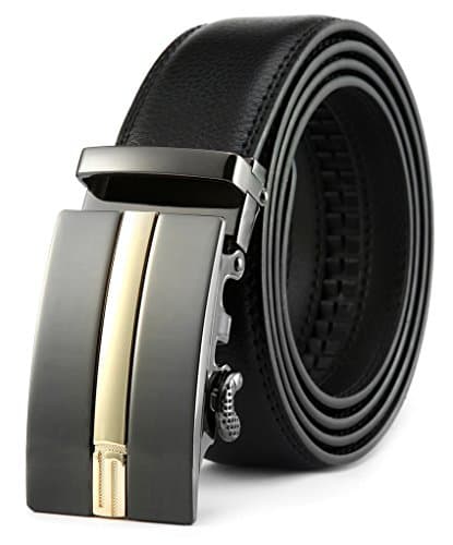 Squeple Reversible Automatic Ratchet Belts for Men Black 3.5CM Width 28-46In