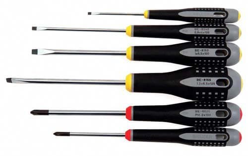 Bahco Tools BE-9881 - Screwdriver Set - Tip Style: Phillips, Slotted, Ergonomic Handle, Round Blade Shape, 6 Piece Set