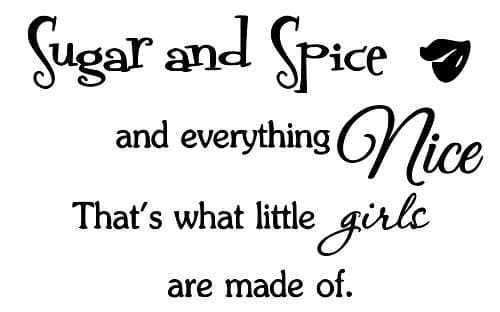 LoveDecals Sugar and spice and everything nice That's what little girls are made of. Vinyl Wall Art Inspirational Quotes and Saying Home Decor Decal Sticker Steamss