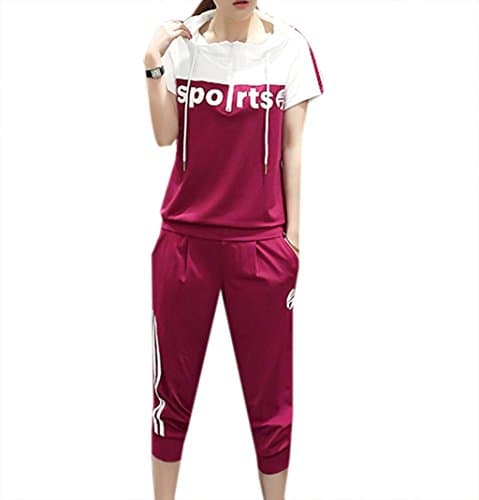 Chicside Women's Slim Fit Mid Rise printing Pull On Style Pants Set Amaranth US 2