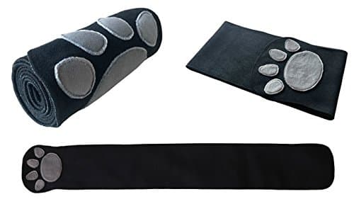 Magic Wrapp - Neck Support Travel Pillow Wrap Soft Supportive Comfortable Machine Washable Lightweight Easy to Pack for Sleeping on Airplane Train and Bus (Black with Gray Paw)