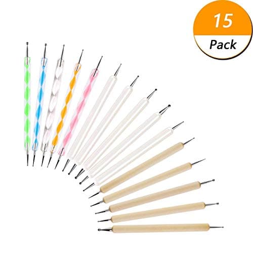 15 Pcs Embossing Stylus Set Dotting Tools Set, Ball Styluses Dotting Tool Set for Embossing Pattern Clay Sculpting Mandala Rock Painting,Nail Art