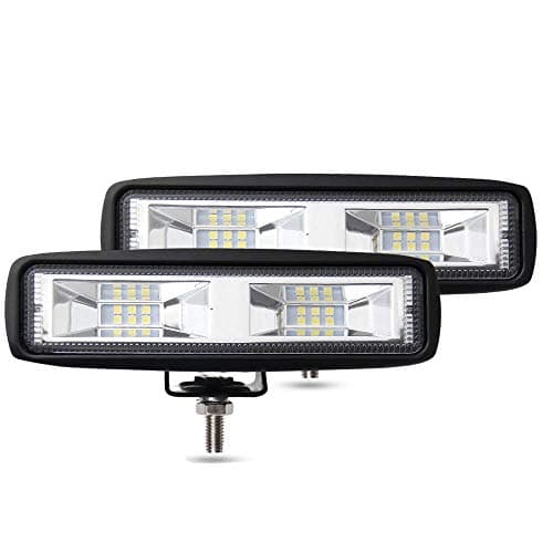 Super Slim LED Light Bar - 6inch Led Flood Light 12 Led Driving Lamp Heavy Duty LED Light Bar with Stand 6500K Waterproof IP67 for Offroad,Jeep,Boat,SUV,UTV,Truck,ATV (2 PCS 36W Flood)