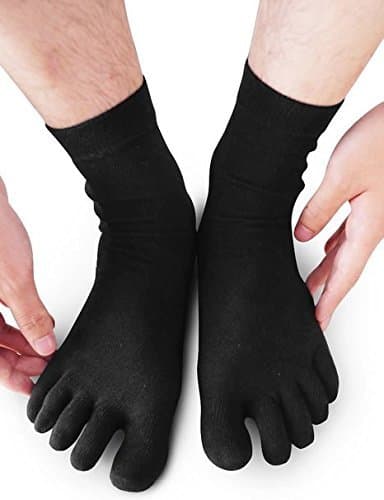 Wiggle Socks From Cerkos: Unisex Comfortable Toe Socks, Toe Separator Socks, Five Finger Socks, 5 Toe Socks, Toe Shoe Socks for Men/women (5 Pairs, Black)