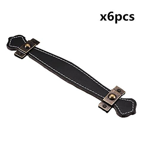 FirstDecor 6PCS Retro Style Learther Drawer Pulls/Knobs/handles/ for Briefcase Suitcase Wine cabinet Wooden Box Wardrobe Shoebox Closet Furniture Hardware