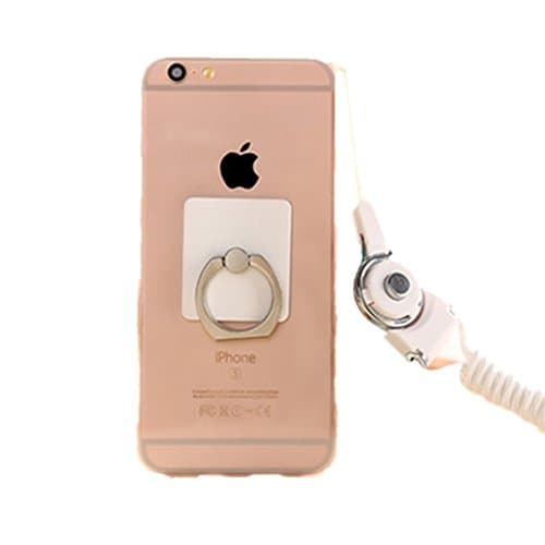 Anti-drop Protection Shell Case with Adjustable Detachable Neck Lanyard Hanging Neck Strap Lanyard and Ring Holder for Iphone (White for 6/6s)