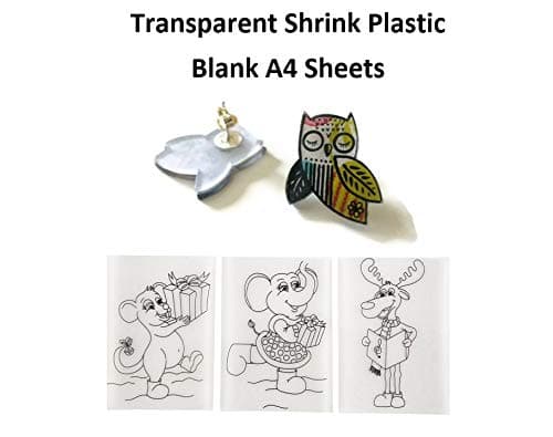 Shrink Plastic x 5 - Blank Transparent Sheets A4 - Oven Heat Shrink