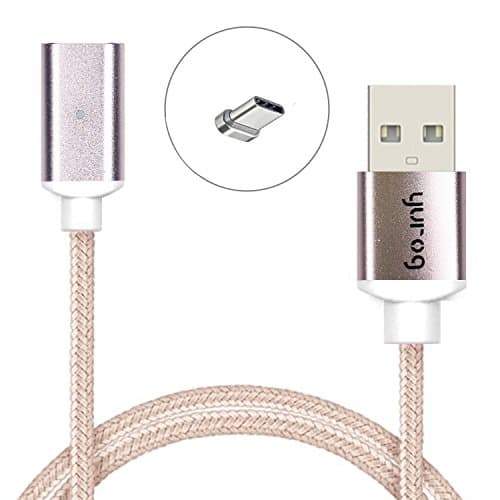 YUROG magnetic USB data cable For Android Nylon weave Magnetic cable Charging USB Type-C Cable For Google Pixel, LG G6 V20 G5, Nintendo Switch, Samsung Galaxy S8 Plus, New Macbook More (Pink)