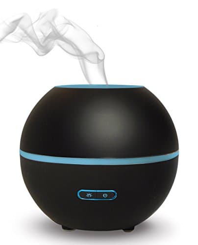 Simply Diffusers | POMPEII Aromatherapy 2-Button Essential Oil Diffuser | Cool Mist Ultrasonic Diffusion | LED Color Spectrum Lighting | 165ml Capacity and Safety Auto-Shut Off Feature (Black)