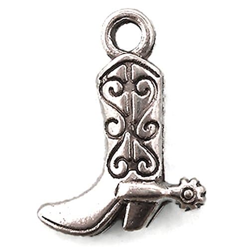50 Cowboy Boot Charms silver tone