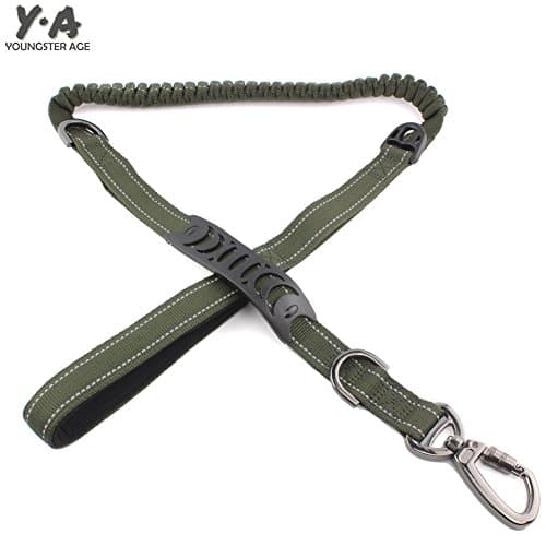 Tactical Dog Training Leash Nylon Dog Bungee Leash with Control Handle Quick Release Clasp for Army Police Dog Training Adjustable and Flexible (45 inch) (RANGER GREEN)
