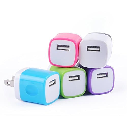 USB Wall Charger, Sixsim 5Pack 1A/5V Wall Charger Plug Charging Block Brick Charger Cube Box Compatible iPhone SE/11/11 Pro/XS MAX/X/8/7/6 Plus, iPad, Samsung S10e S10 S9 S8, Note 10+ 10 9 8, LG, HTC