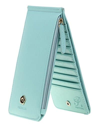 JHVYF Womens Bifold Multi Card Case Thin Wallet with Zipper Pocket Blue