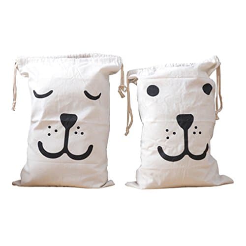 Wujee Canvas Toy Storage Bag - Clothes Organizer Container - Space Saver Packing Bag for Home Office Travel (2pcs)