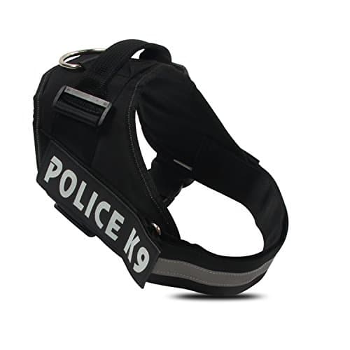 HBuir Assistance Dog Harness for Pulling Service Working Seatbelt with 2 Reflective Velcro Patches,Black,Large