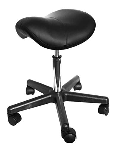 Angel USA Hydraulic Saddle Massage Stool Ergonomic Comfortable Rolling Adjustable Salon Swivel Saddle Seat (Black)