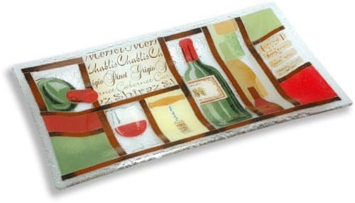 Peggy Karr Handcrafted Art Glass Vino Serving Tray, Rectangular, 14-Inch
