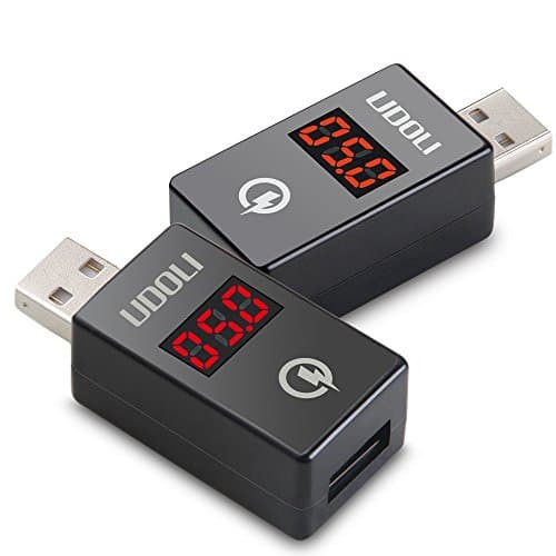 Quick charge 2.0 USB Adapter, Converts USB2.0 Type-A Male input to USB Quick charge 2.0 Type-A Female, With LED Digital Display Voltage,Works for Samsung S7/S6/Edge, Note 4/5 and More, 2-Pack