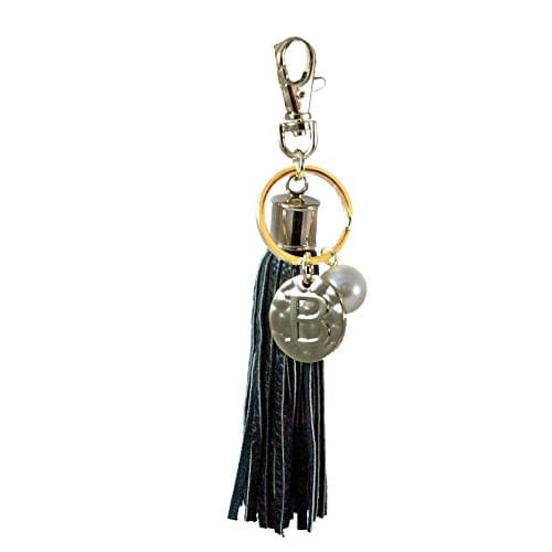 Monogrammed Faux Leather Tassel Keychain (B)