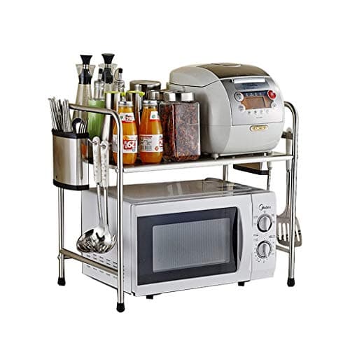 Home & Kitchen/Storage & Organization/Kitchen Shelf Silver Shelf Kitchen Organizer Single Layer Stainless Steel Microwave Oven Rack Kitchen Counter And Cabinet Shelf