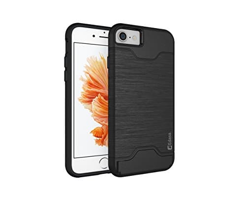 iPhone 7 Case, Card Holder case Shockproof Dual Layer (TPU+PC) Protective case with Card Slot Holder Wallet Case for Apple iPhone 7. Black