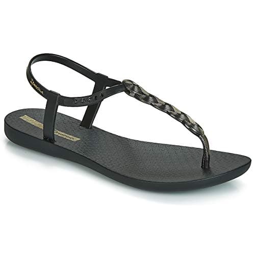 Women's Charm Braid 21 Plastic Buckle Sandal Black