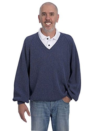 Alpaca Golf Men's V-Neck Retro-Pro Professional Pullover Denim Blue L