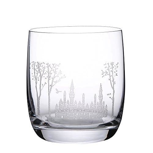 FLY ANGLE 12 oz Crystal Whisky Glass Cup With Etching Castle Design-Set of 2 GIfts (BLUE)