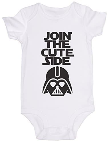 "Join the Cute Side" Star Wars / JoviGear / Darth Vader Cute Baby Onesie (9m, White)