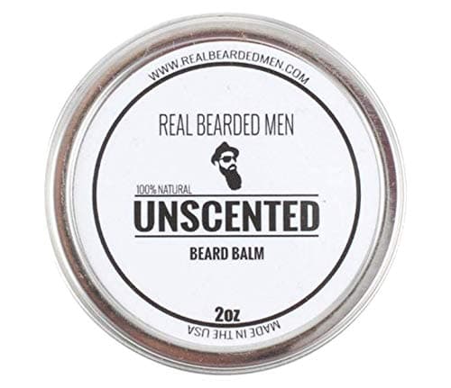 REAL BEARDED MEN 100% Natural Premium Beard Balm 2 oz - UNSCENTED - Made in USA
