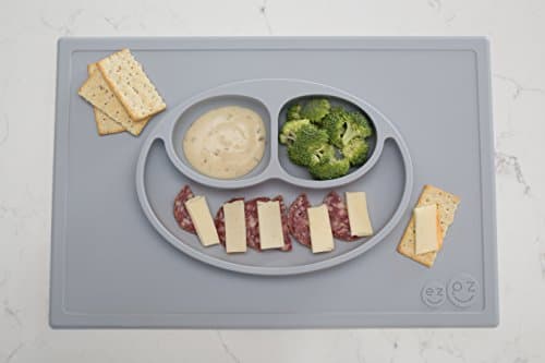 Silicone Menu Plate, Happy Mat, ezpz fun, Silicone Mat with Embedded Plate